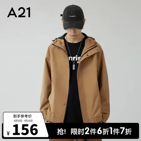 A21outlets秋季男装通勤男士休闲连帽风衣外套潮男3M反光时尚上衣图片