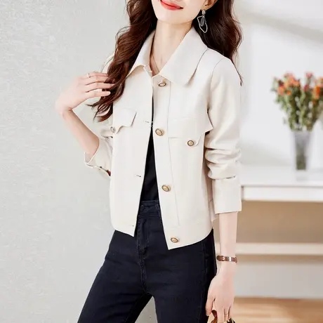 时尚气质上衣短外套2022年秋季新款女士简约休闲显瘦通勤百搭上衣图片