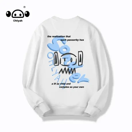 国潮嘻哈春秋季薄款卫衣女潮ins圆领简约纯棉外套宽松闺蜜情侣装商品大图