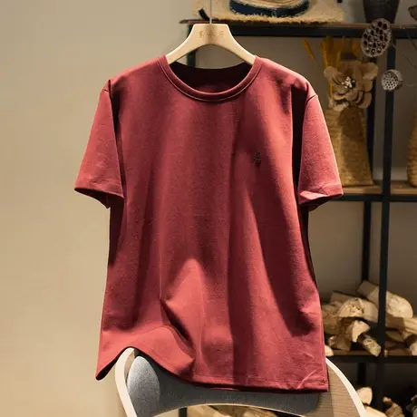 享永子棉质T恤女宽松显瘦百搭休闲小衫上衣简约减龄2023春夏新款图片