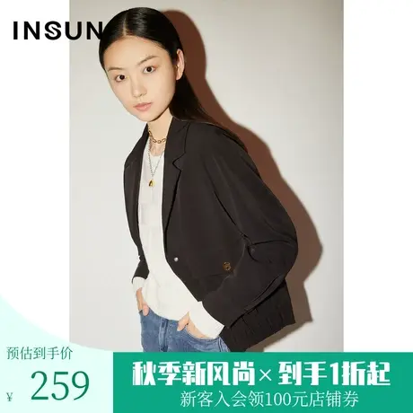 恩裳COVER秋季时尚截短式宽松机车感百搭休闲风外套短款商品大图