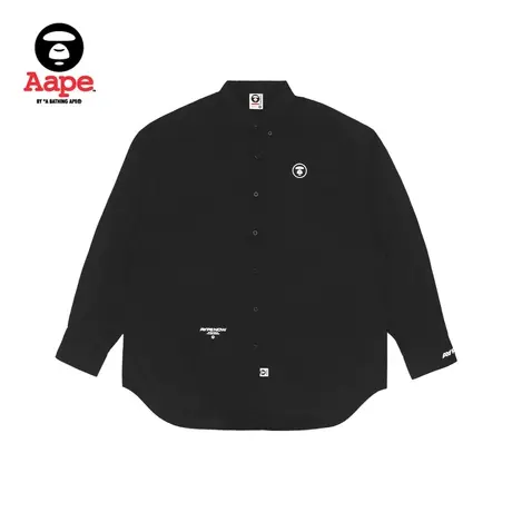 Aape旗舰店男装秋冬猿颜徽章字母刺绣纯色宽松长袖衬衫8416XXJ商品大图