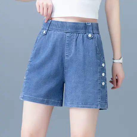 宽松短裤夏季女设计感夏季薄款高腰牛仔裤小个子时尚百搭休闲热裤图片