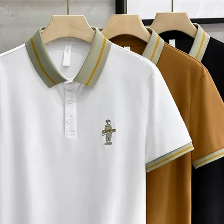 2023新款polo衫男短袖t恤保罗翻领商务休闲男士夏季高端半袖上衣商品大图