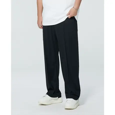 黑劲大码休闲长裤男夏季潮流凉感透气胖哥拖地加肥加大垂感直筒裤图片