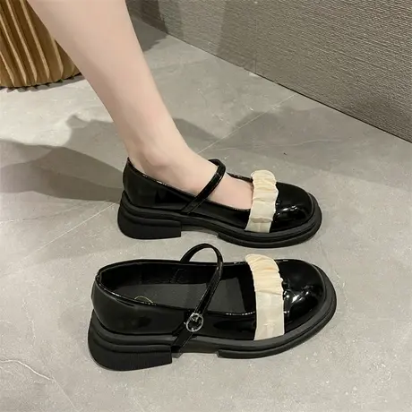 玛丽珍鞋女夏季2023年新款浅口复古单鞋粗跟学院风法式百搭小皮鞋商品大图