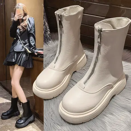 马丁靴女2023年新爆款百搭英伦风厚底秋冬棉靴显脚小短靴ins潮酷图片