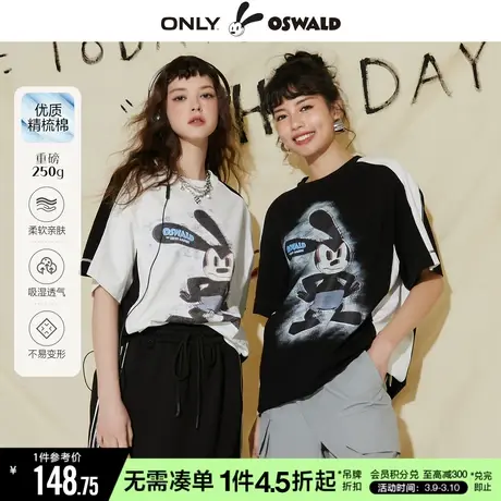 ONLY冬季迪士尼奥斯华联名印花宽松重磅T恤女|123101163商品大图