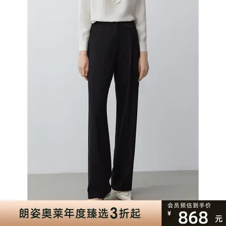朗姿休闲西装裤子女秋季新款高级宽松职业黑色长裤子女商场同款商品大图