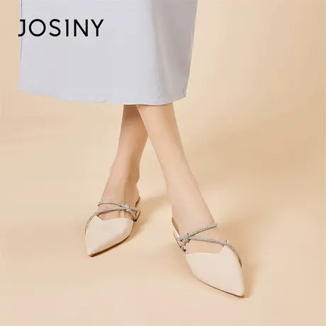 Josiny/卓诗尼2024年春夏季新款包头半拖鞋浅口单鞋后空优雅凉鞋商品大图