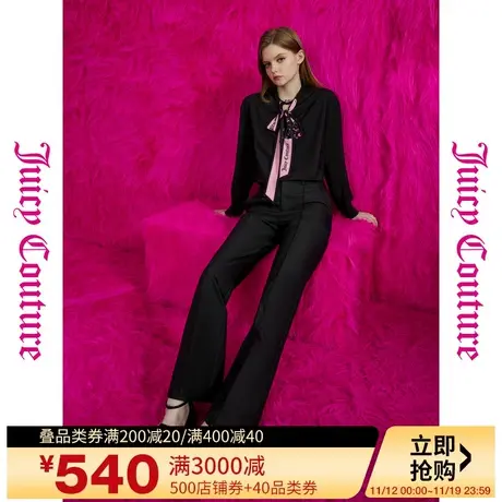 Juicy Couture橘滋秋女2023年新款通勤百搭撞色logo绣花女休闲裤商品大图