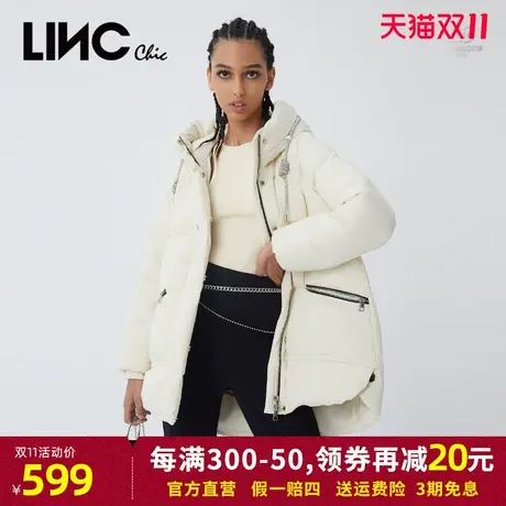 商场同款LINC金羽杰羽绒服女2021冬反季时尚短款面包服官网正品商品大图
