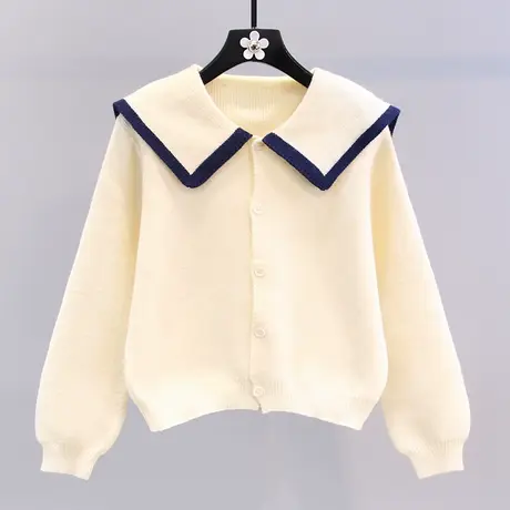 小香风娃娃领毛衣外套女秋冬2023新款日系学院风洋气软糯针织开衫图片