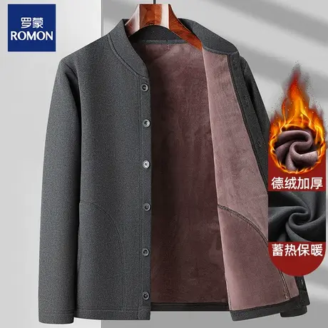 罗蒙爸爸装棉衣中老年人男装棉服冬季加绒加厚保暖外套棉袄外衣图片