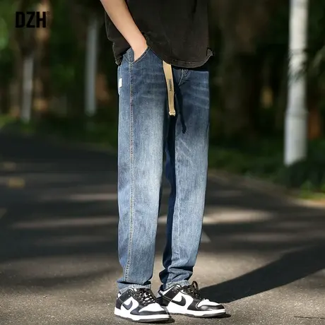 男士蓝色薄款牛仔裤男宽松直筒裤子夏季男款2023年新款大码休闲裤商品大图