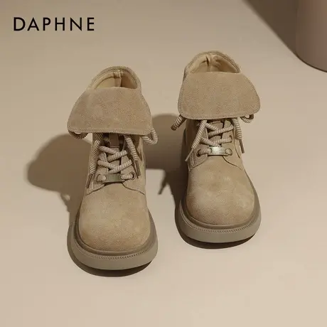 达芙妮厚底马丁靴女款2025新款英伦风大黄靴子女秋冬真皮勃肯短靴图片