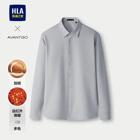 HLA/海澜之家轻商务加绒保暖衬衫24秋冬新休闲条纹厚款舒适衬衣男商品大图