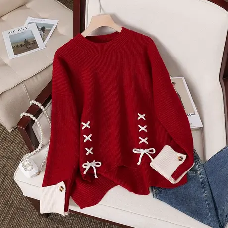 本命年红色兔年加厚毛衣女冬季2023年新款爆款圣诞打底衫内搭秋冬图片