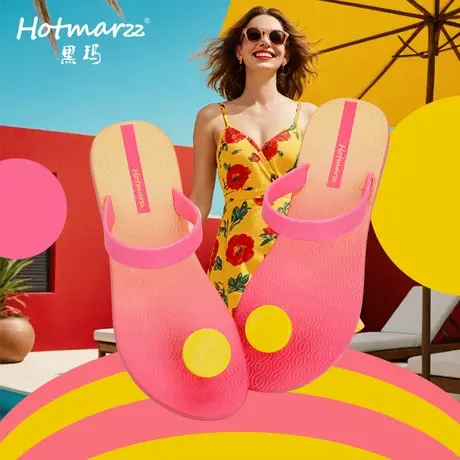 hotmarzz/黑玛夹脚拖鞋女外穿沙滩海边时尚凉拖防滑夹趾拖鞋新款商品大图