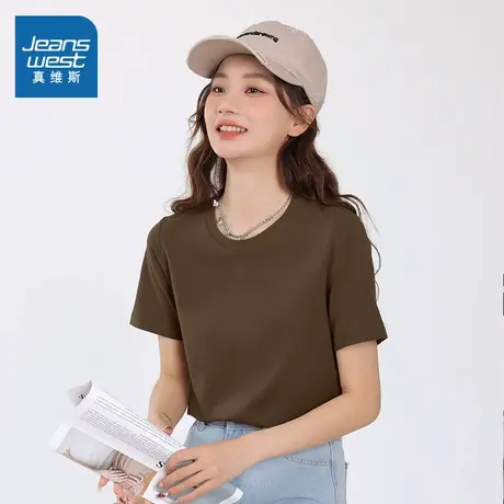 KWV真维斯短袖t恤女2025新款爆款体恤衫夏装修身显瘦上衣夏季半袖商品大图