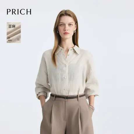 【超能小太阳】【亚麻】PRICH复古老钱风休闲长袖衬衫2025夏新款图片