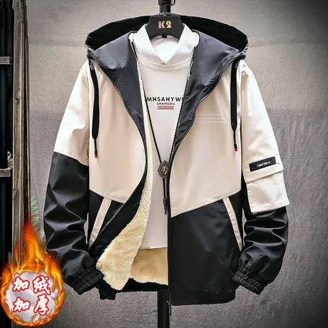男士外套秋冬季2023新款韩版潮流帅气衣服冬装加绒加厚工装男夹克商品大图