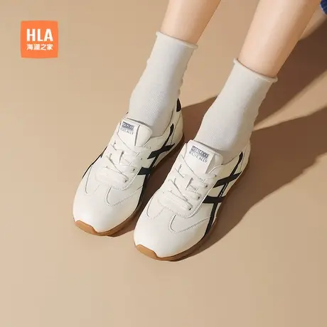 HLA/海澜之家阿甘鞋女2025新款秋季轻便软底透气小白鞋复古德训鞋商品大图