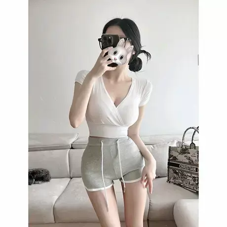 现货~Onoev新款春夏系带运动短裤显腿长性感高弹力热裤图片