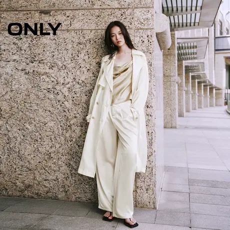 【ONLY奥莱】秋季时尚通勤风绑带中长款风衣外套女商品大图