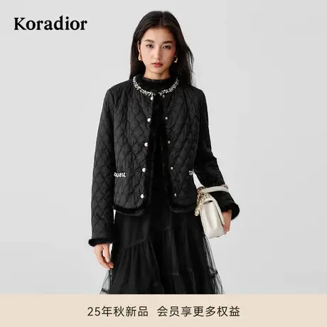 珂莱蒂尔2025冬季新款香风菱格棉服女气质短款外套棉衣商品大图