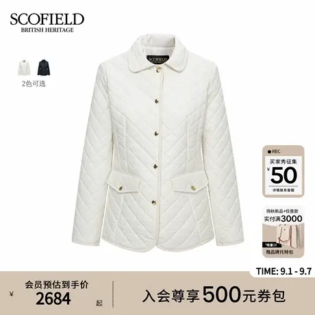 Scofield女装复古菱格棉服灯芯绒包边正肩微收腰2025冬季新品图片
