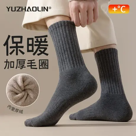 厚袜子男款秋冬季中筒袜加绒加厚保暖毛圈长筒袜2024冬天男士长袜商品大图