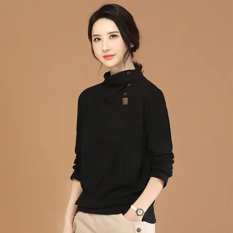 韩潮袭人半高领设计感长袖T恤女2023冬季新款内搭修身打底衫上衣图片