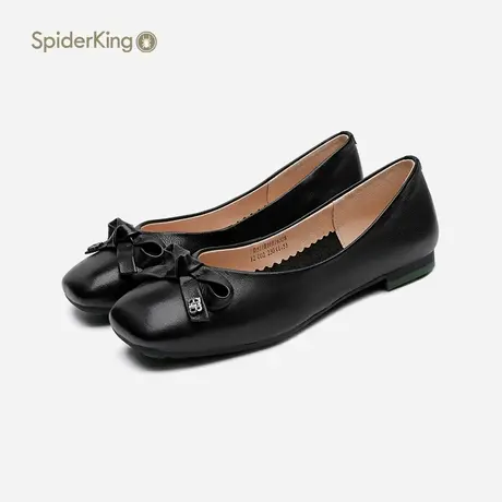 蜘蛛王平底单鞋女软皮软底2022夏季新款百搭真皮小香风休闲女鞋潮商品大图