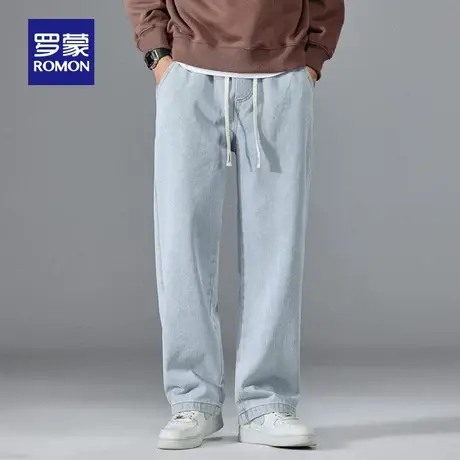 罗蒙男士时尚牛仔裤2023秋季新款经典百搭舒适宽松直筒裤阔腿长裤图片
