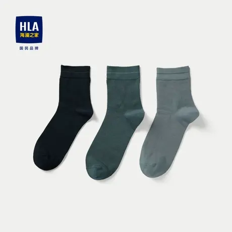 HLA/海澜之家含莱赛尔袜子2023新款纯色透气舒爽简约时尚中筒袜男图片
