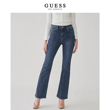 【38上新季】【秀智明星同款】GUESS秋女士纯色微喇牛仔裤商品大图