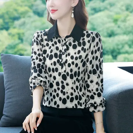 早秋衬衫女士长袖雪纺上衣新款2023韩系初秋季欧货女装小众设计感商品大图