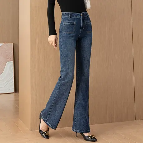 高腰微喇牛仔裤女2023年新款显瘦裤子春秋妈妈喇叭裤秋季直筒长裤图片