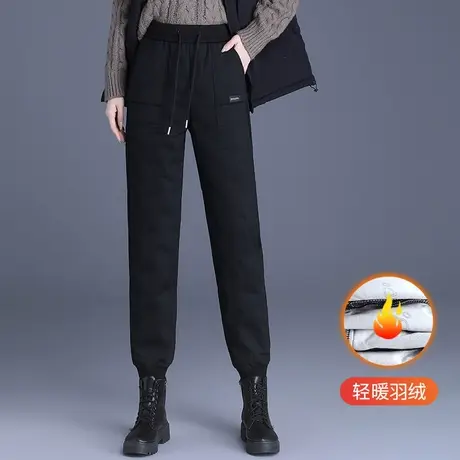 束脚羽绒裤休闲裤女冬外穿2023新款松紧腰轻暖白鸭绒棉裤小脚裤厚商品大图