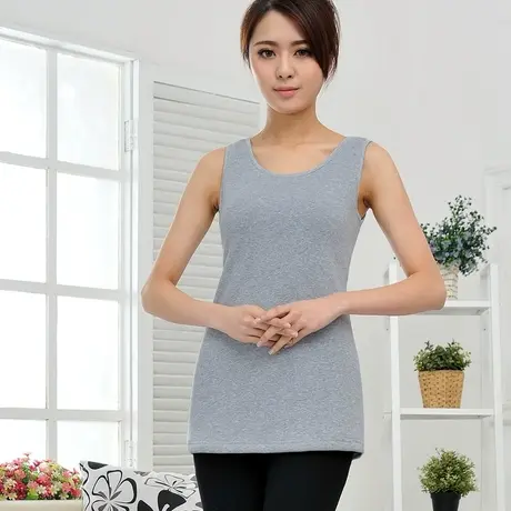 必菩中长款内搭背心加长上衣秋装包臀女遮屁股加绒打底衫一体绒冬商品大图