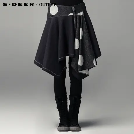 【新品】sdeer圣迪奥专柜正品女冬装个性波点不规则短裙3481305图片