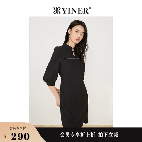 【新中式】YINER音儿奥莱女装春季水滴领旗袍连衣裙图片