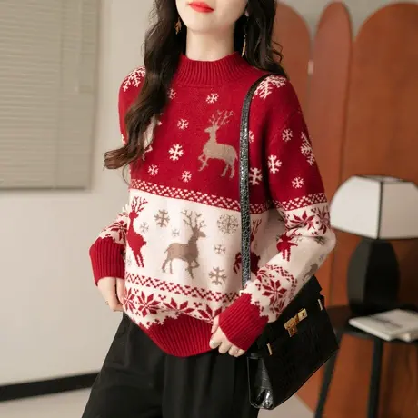 半高领毛衣女秋冬2023新款冬季加厚打底衫女针织上衣宽松外穿内搭图片