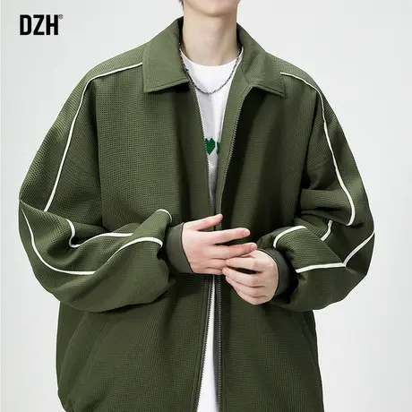 男士军绿色翻领外套男春季潮牌宽松休闲夹克上衣2024新款衣服百搭商品大图
