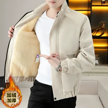 外套男秋冬季2023新款加绒加厚潮流帅气休闲百搭夹克衣服青年男装商品大图