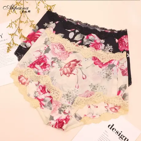 爱比娜中老年印花适无痕高腰内裤女全包臀不夹裆高弹女裤头C424图片