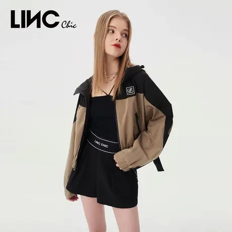 LINCCHIC金羽杰外套女2023新款上衣短款夹克外套女春秋S231JK215Y商品大图