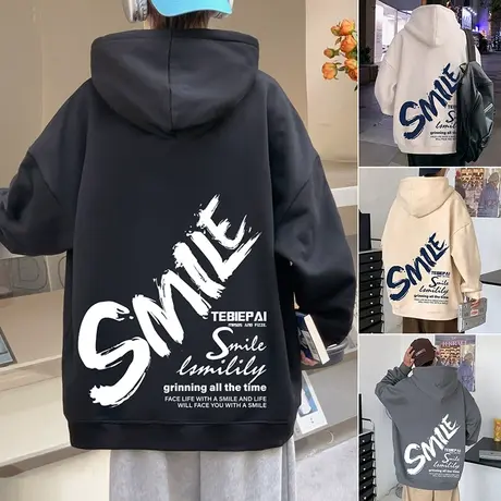 连帽套头卫衣男春秋季美式复古高街上衣潮牌oversize宽松青年外套商品大图