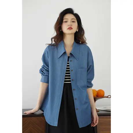 嘉茱莉2025春季新款衬衫外套女法式上衣半裙套装中长款衬衣外套图片